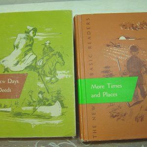 2 vintage "The New Basic Readers" reading textbooks-1955